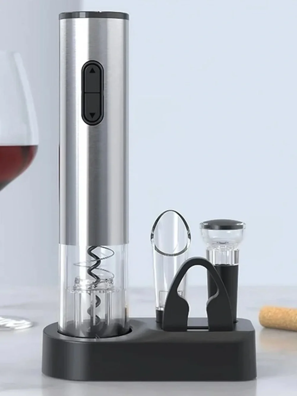 Ovente Cordless Electric Wine Opener Set